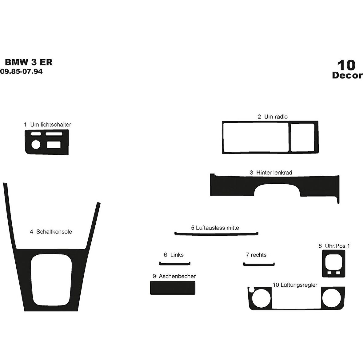 Meriç® Bmw 3 E30 Ön Torpido Kaplama 10 Parça 1985-1994