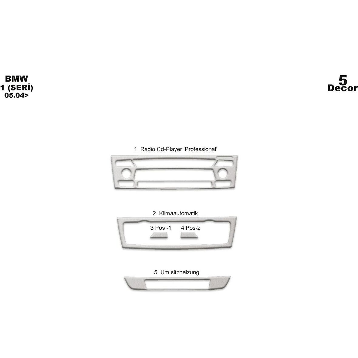 Meriç® Bmw 1 Seri Ön Torpido Kaplama 5 Parça 2004-›