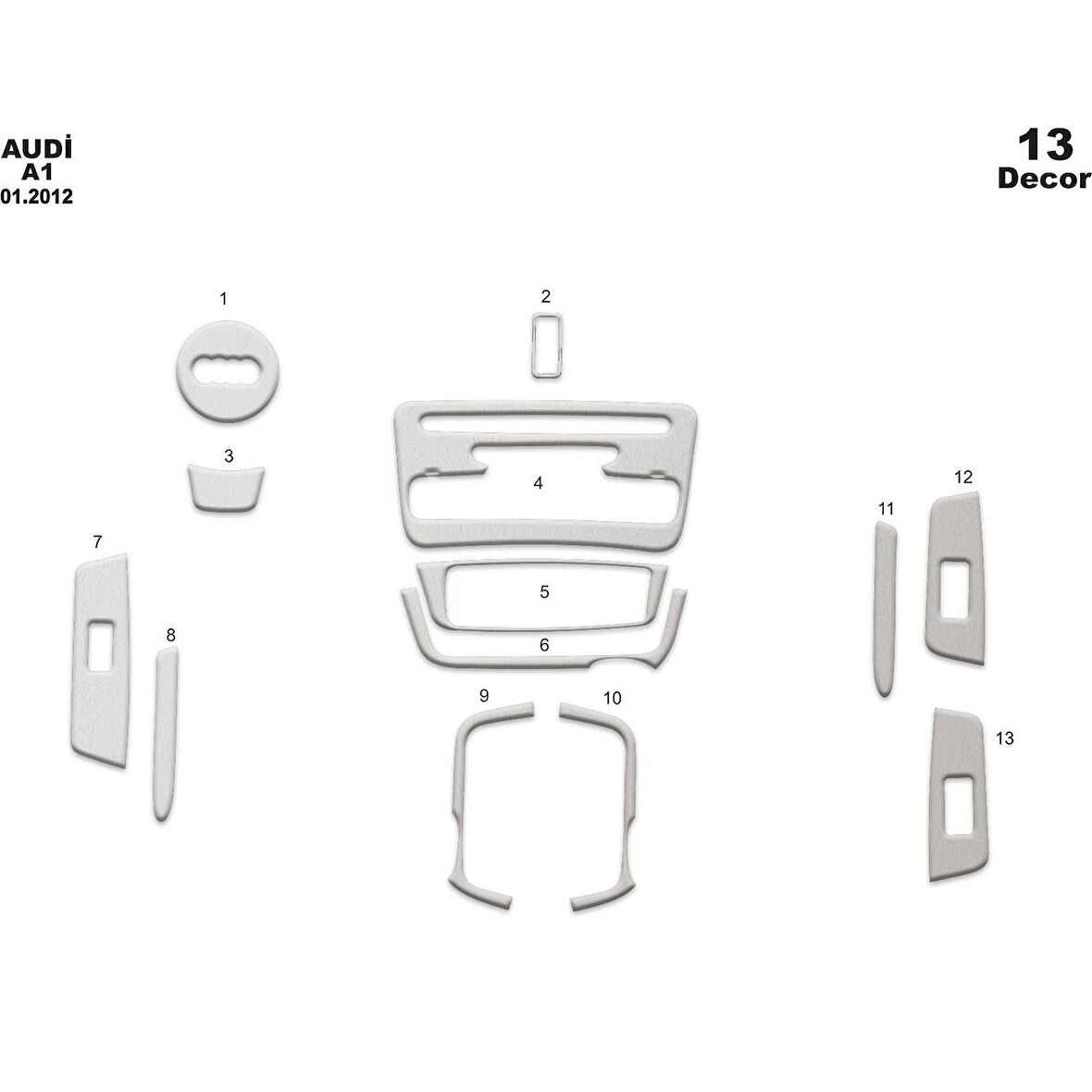 Meriç® Audi A1 Ön Torpido Kaplama 13 Parça 2012-›