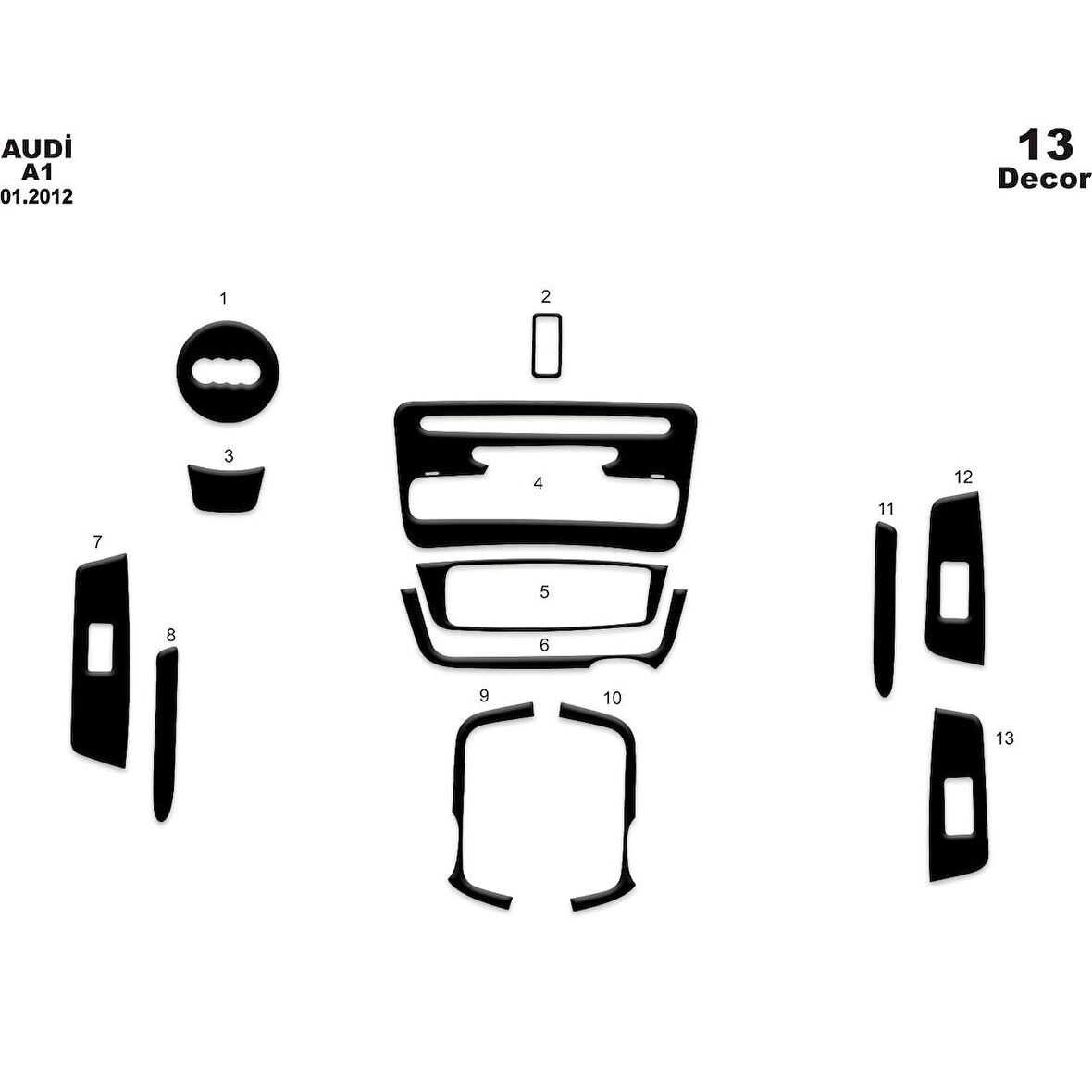 Meriç® Audi A1 Ön Torpido Kaplama 13 Parça 2012-›