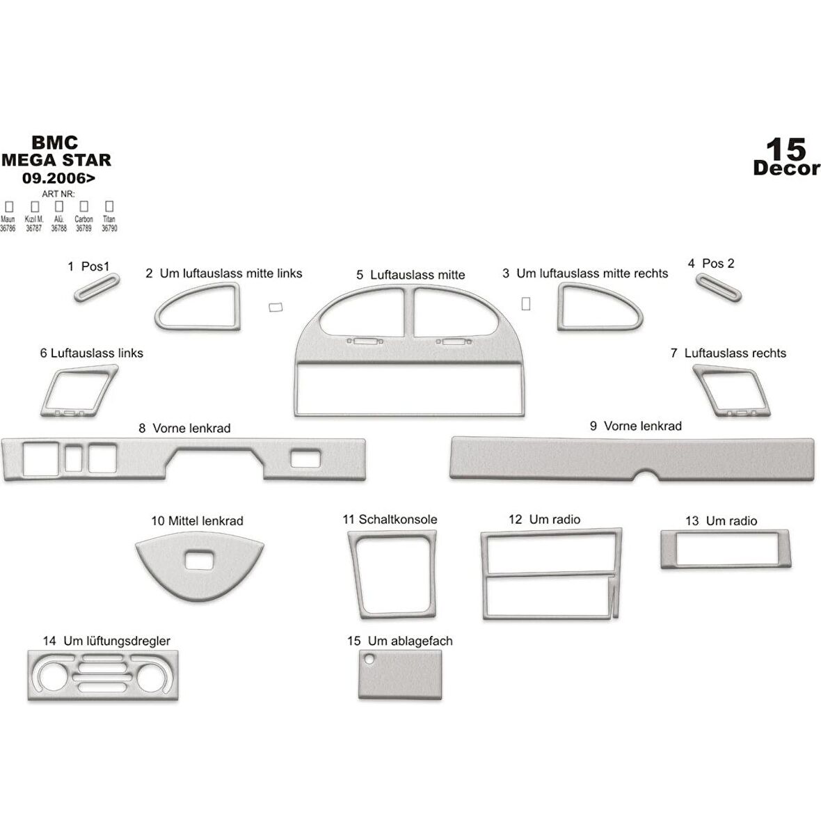 Meriç® Bmc Mega Star Ön Torpido Kaplama 15 Parça 2006-›