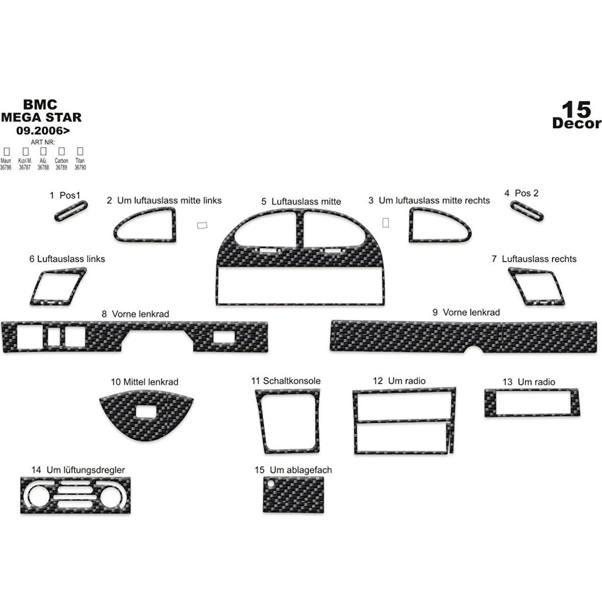 Meriç® Bmc Mega Star Ön Torpido Kaplama 15 Parça 2006-›