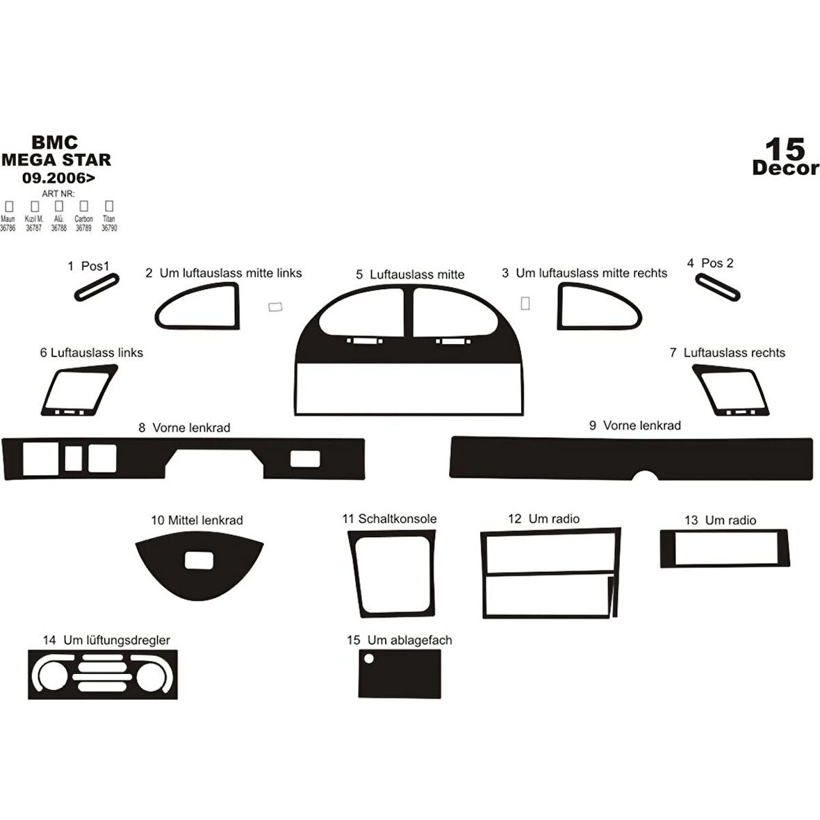 Meriç® Bmc Mega Star Ön Torpido Kaplama 15 Parça 2006-›