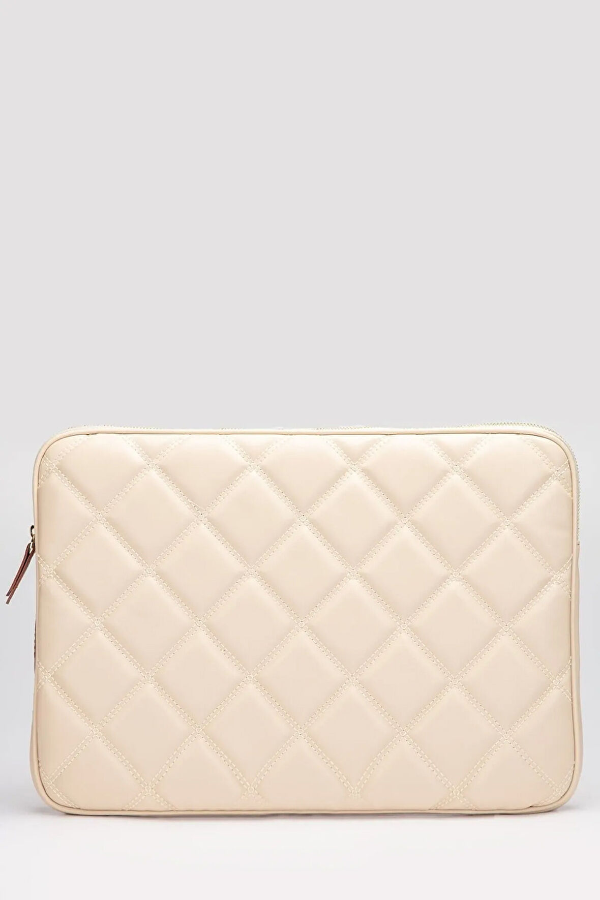 Omuz Askılı Notebook Çanta Tablet Laptop Kılıfı 13"-14" Kapitone Deri Bej