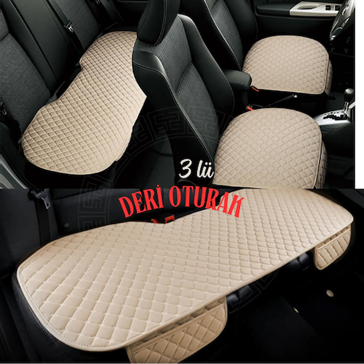 FIAT STİLO Uyumlu Şark Serisi 3 Parça Deri Cepli Oto Minder Seti