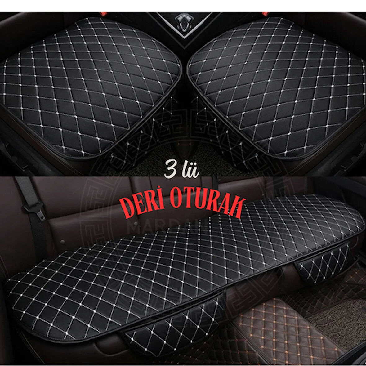 RENAULT FLUENCE SEDAN Uyumlu Şark Serisi 3 Parça Deri Cepli Oto Minder Seti