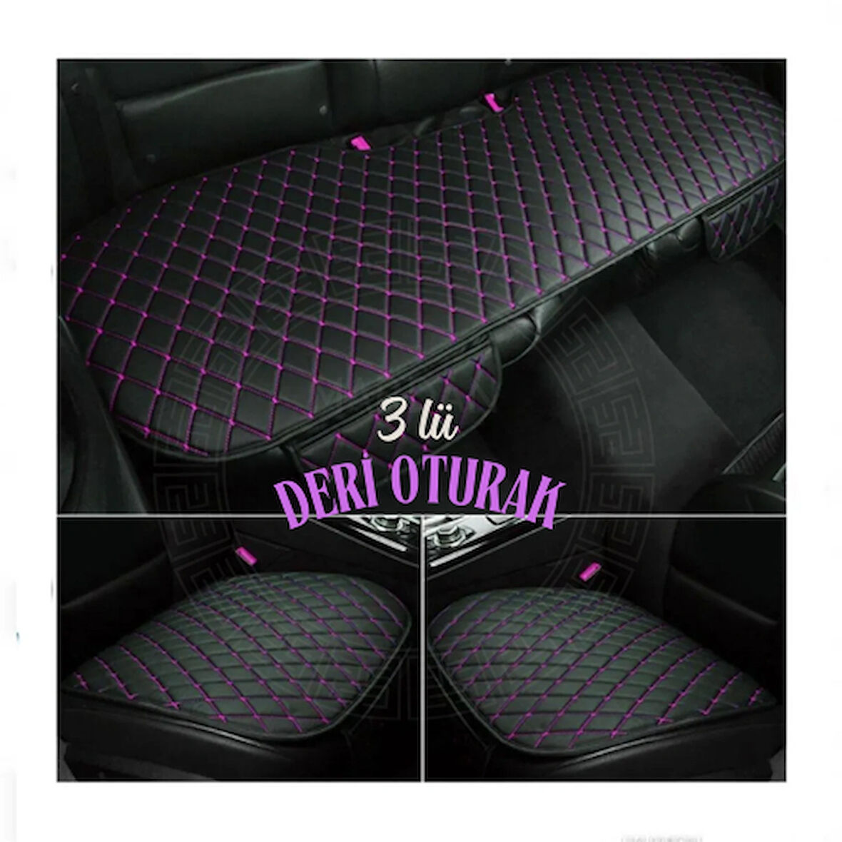 FIAT 500 AİLESİ Uyumlu Şark Serisi 3 Parça Deri Cepli Oto Minder seti