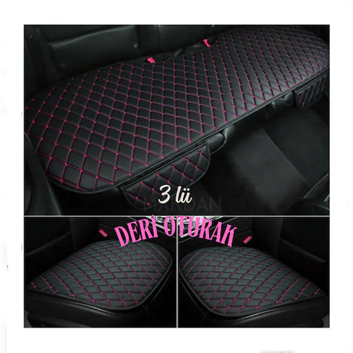 KIA RIO Uyumlu Şark Serisi 3 Parça Deri Cepli Oto Minder seti