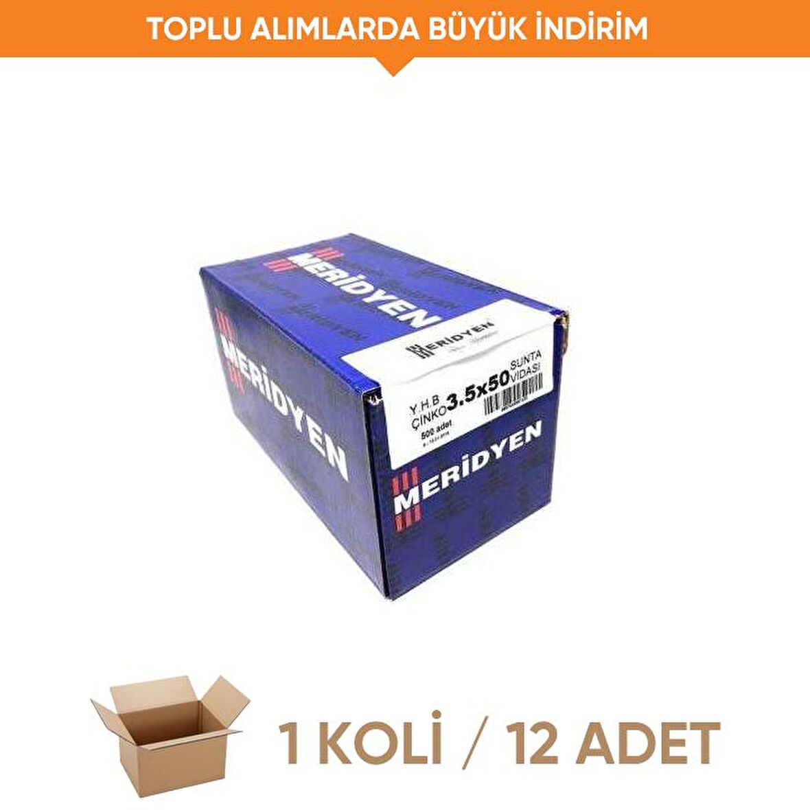 Meridyen Sunta Vidası 3.5x 50 (Paket 500 Ad.) (1 Koli 12 Adet)