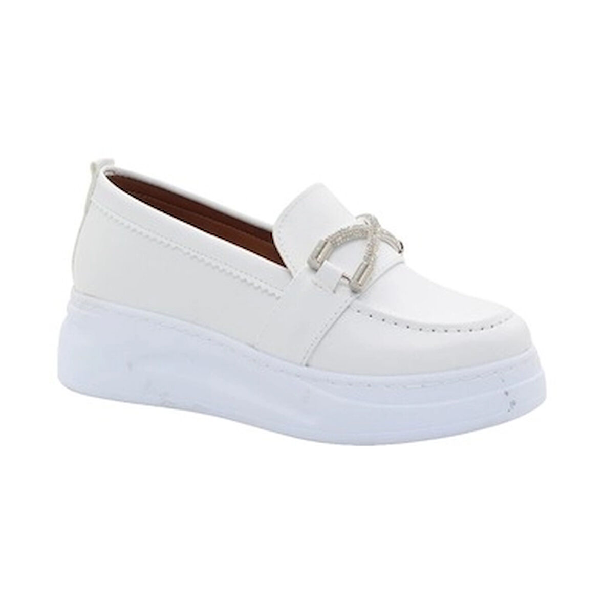 Mergenshoes Bf0985 Beyaz Yüksek Taban Kadın Günlük Ayakkabı