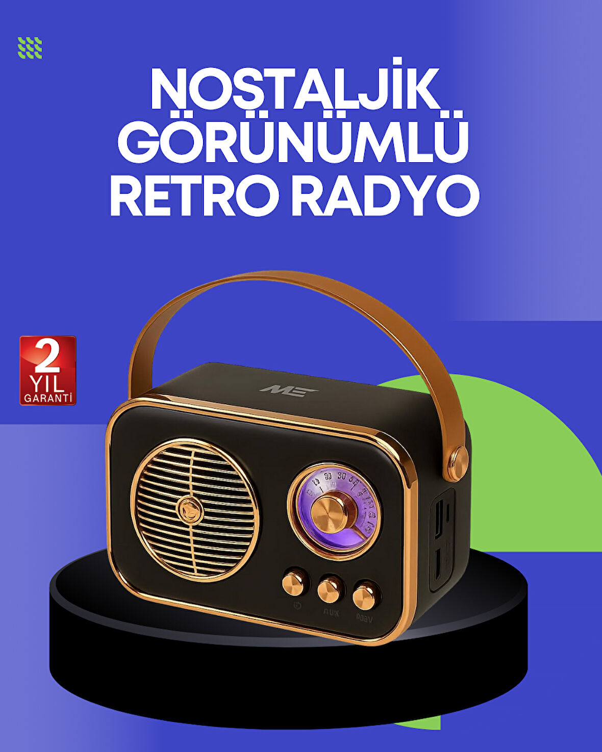 Klasik Retro Radyo – Bluetooth Destekli FM Özellikli Şarjlı Hoparlör