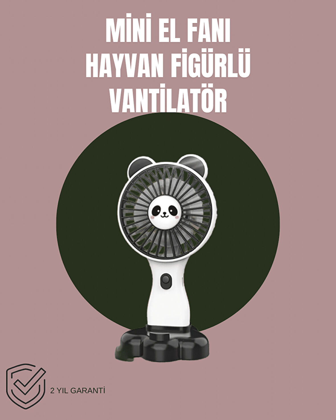 Hayvan Figürlü Mini El Fanı – USB Şarjlı Sessiz Vantilatör