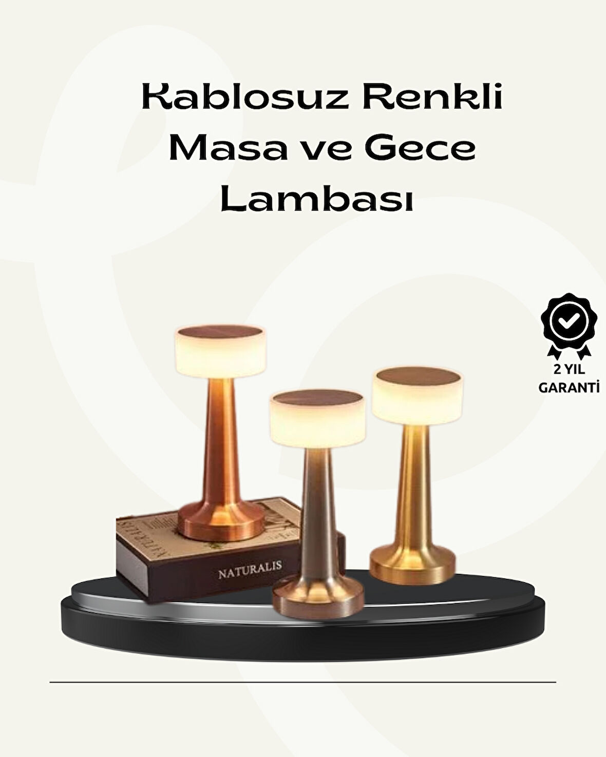 Modern USB'li Kablosuz Masa Lambası – Minimalist Tasarım 3 Farklı Parlaklık
