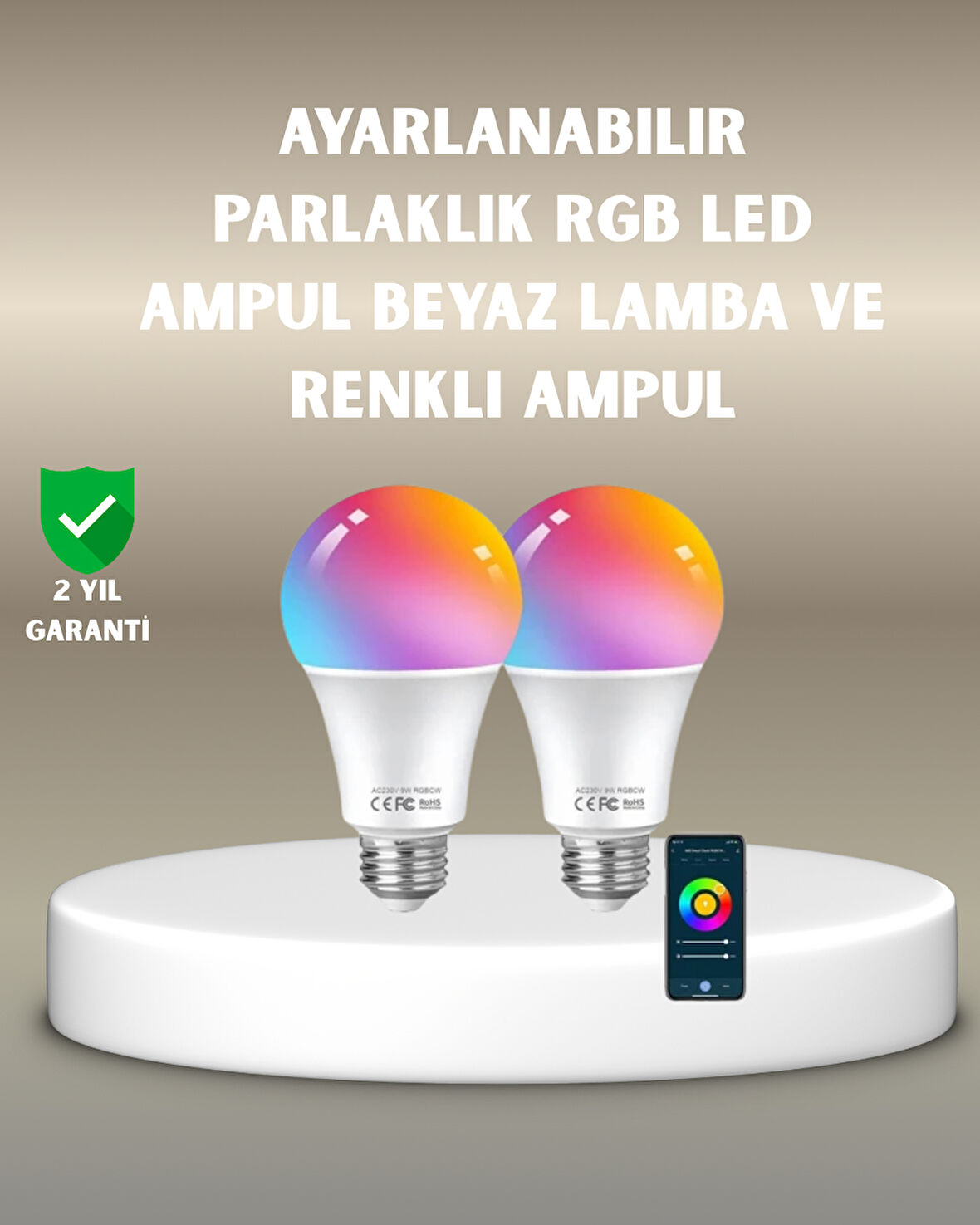 RGBW Teknolojili Akıllı LED Ampul Zamanlayıcılı
