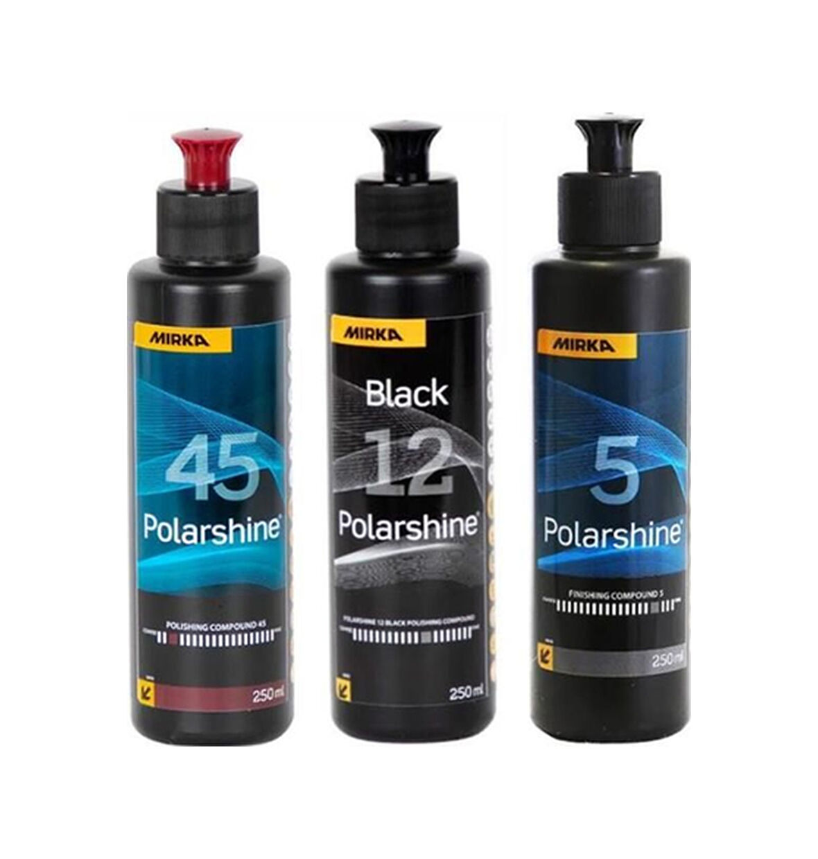Mirka 45 Agresif Pasta 12 Siyah İnce Ve 5 Hare Giderici Set 250 Ml