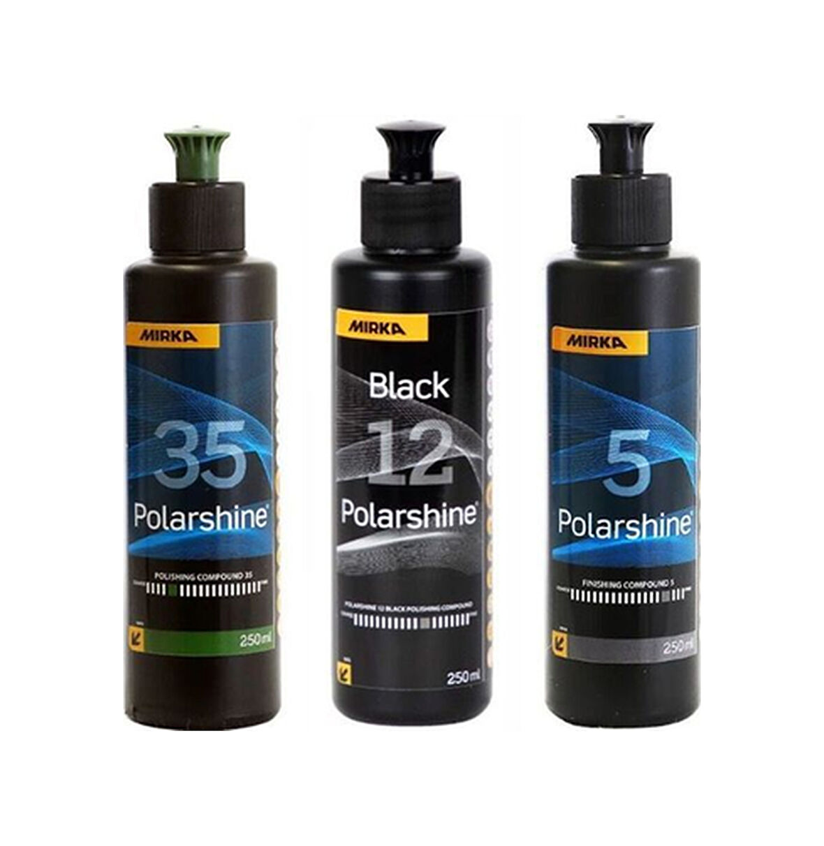 Mirka 35 Kalın Pasta 12 Siyah İnce 5 Hare Giderici Set 250 Ml