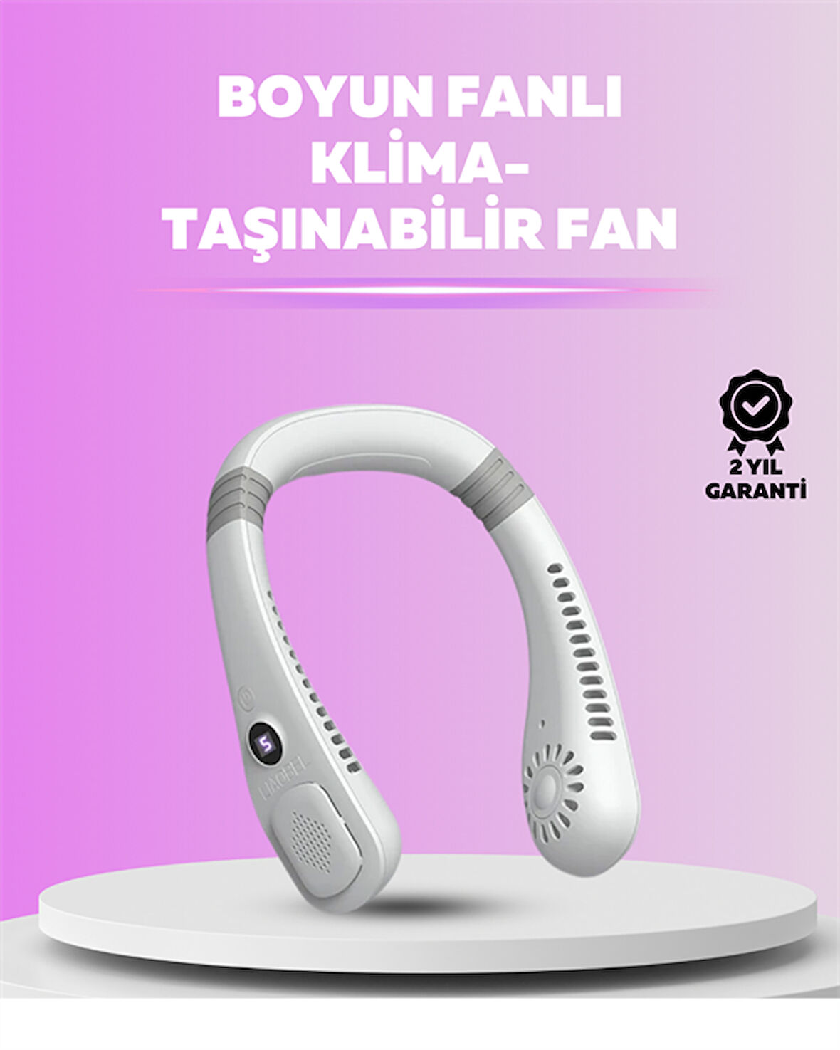 Giyilebilir Bladeless Boyun Fanı | 360° Serinlik 5 Kademe Rüzgar USB Şarjlı Ses