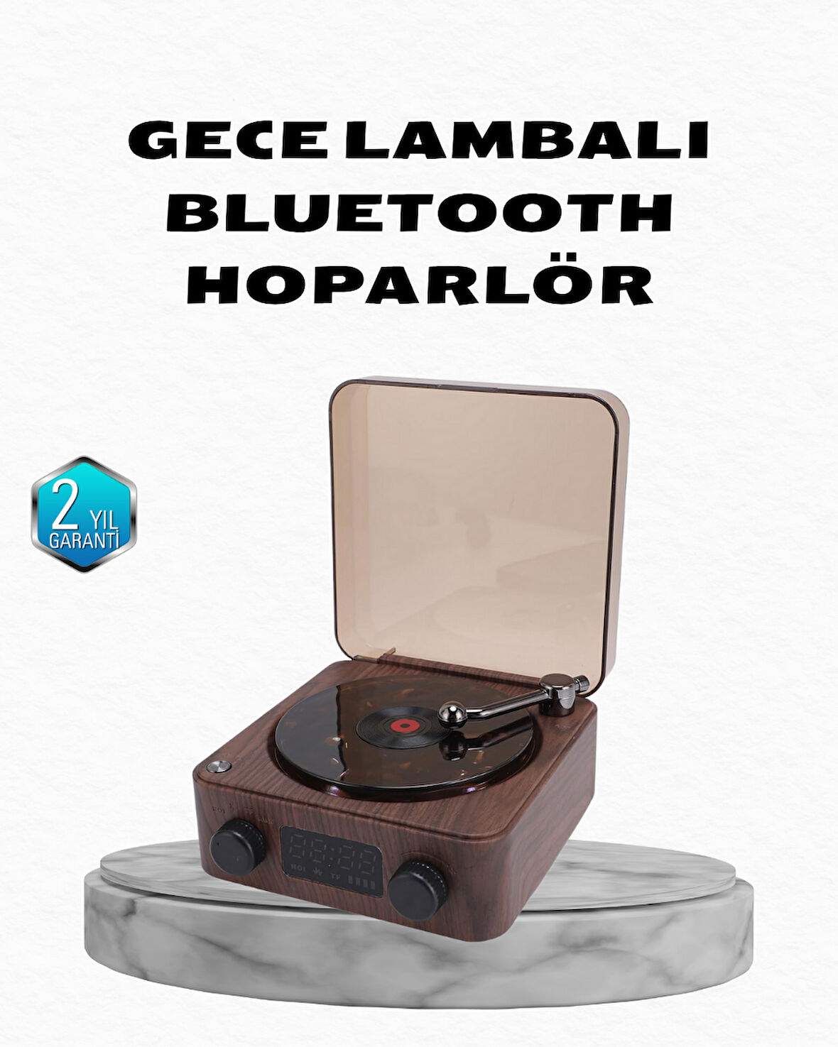 Gece Lambası Bluetooth Hoparlör Dijital Saat Çok Fonksiyonlu Su Dalgası Işıkl?