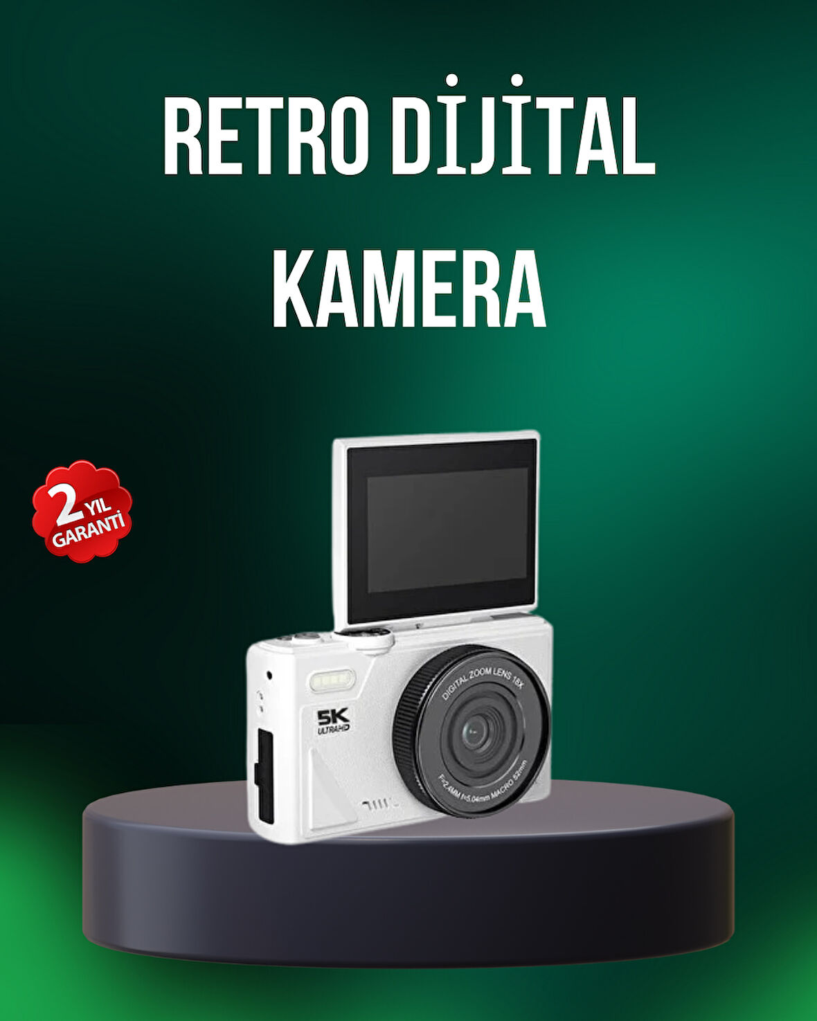 5K 75MP Dijital Kamera WiFi Aktarımlı Otofokus ve 18x Dijital Zoom