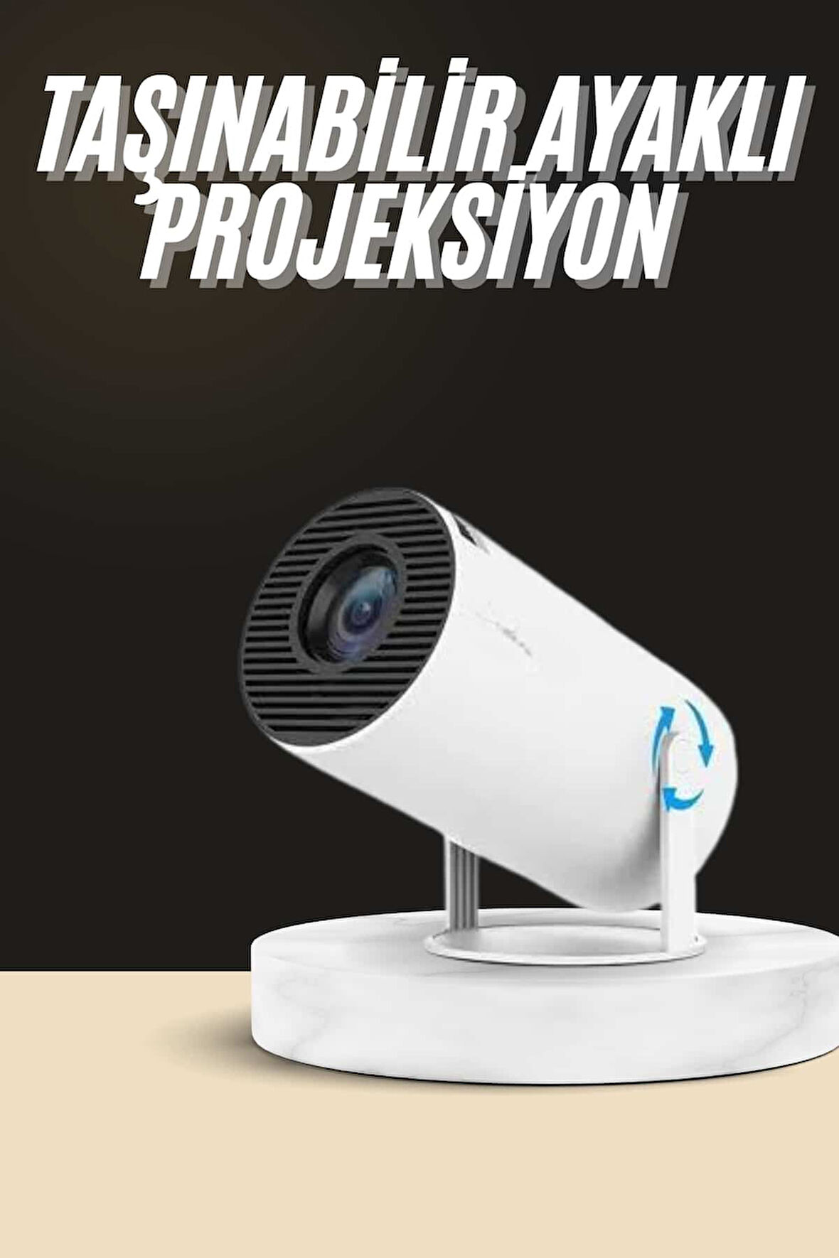 Ayaklı Projeksiyon Taşınabilir Mini Projektör Sinema Projektörü Android