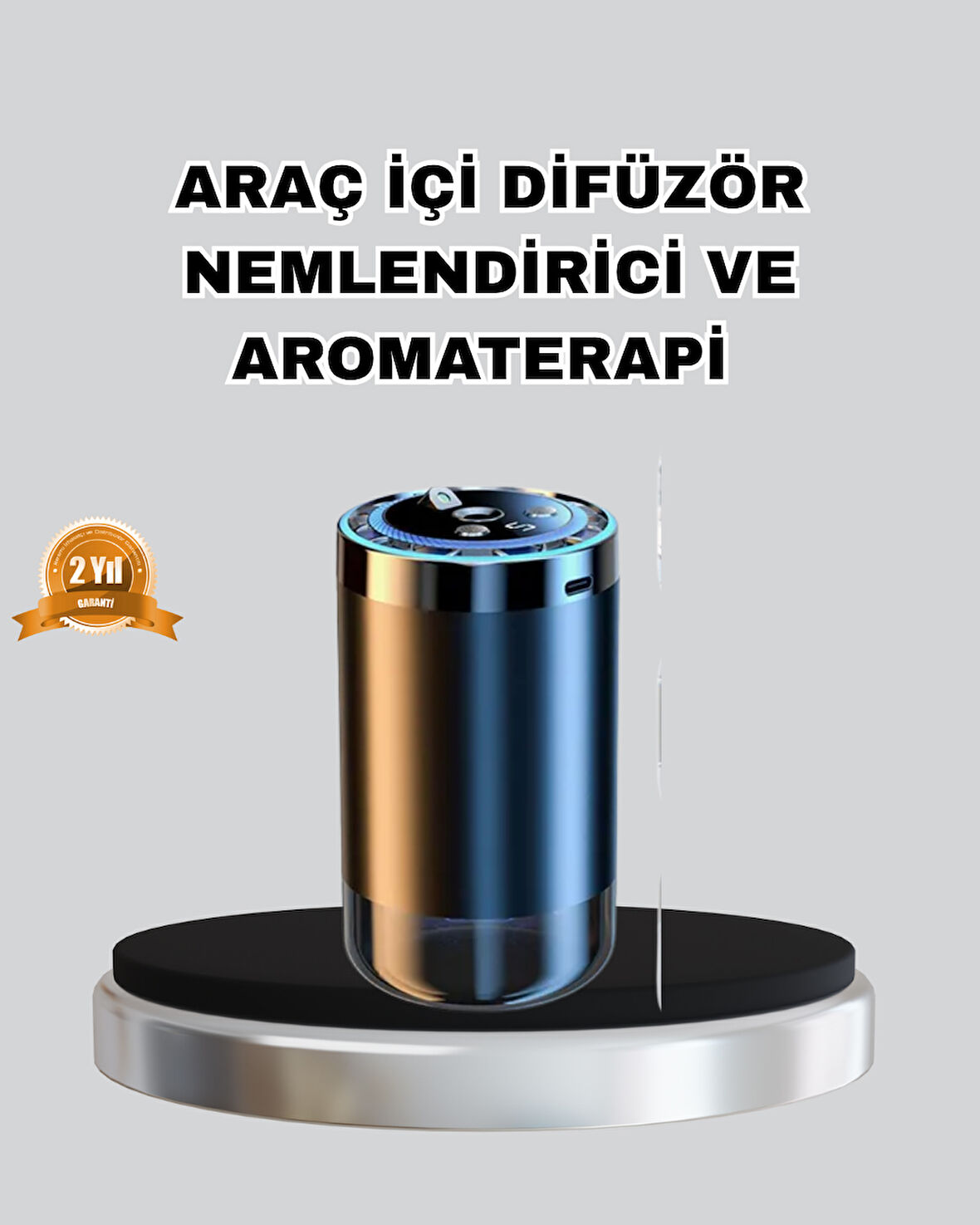 Aromaterapili Araç İçi Difüzör USB Bağlantılı ve Yıldız Işıklı