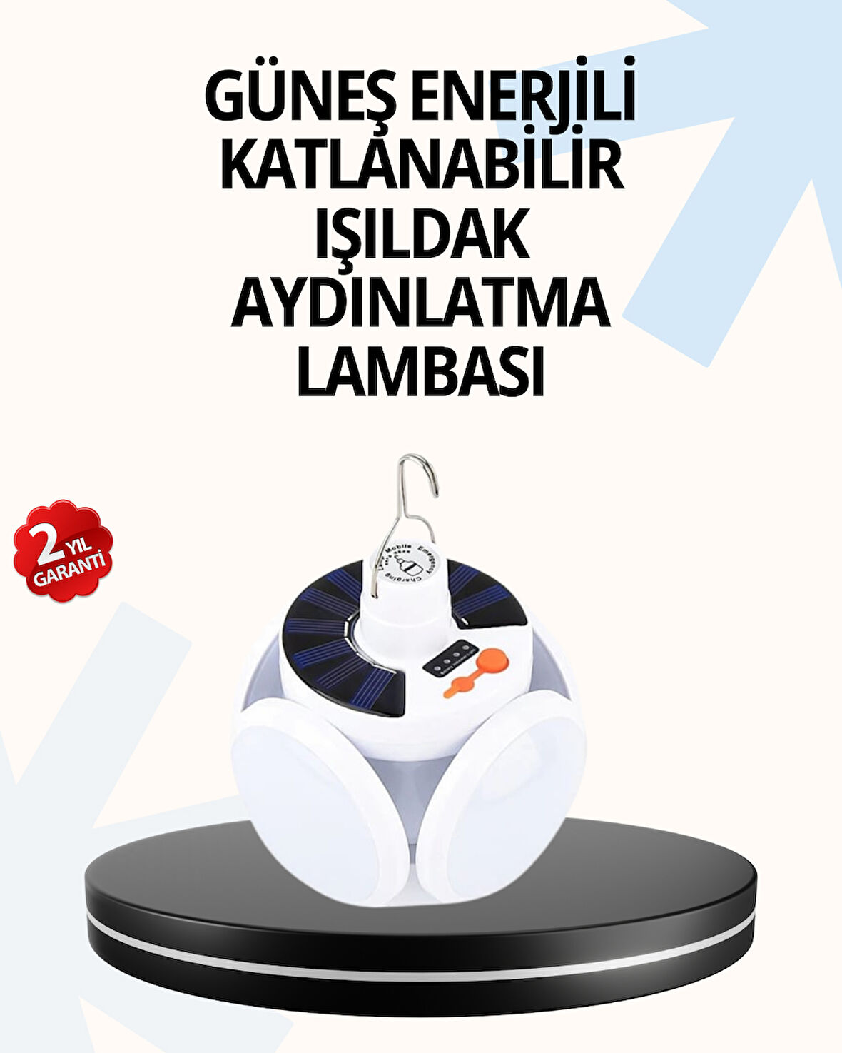 Katlanabilir 5 Kanatlı Solar LED Bahçe ve Kamp Lambası