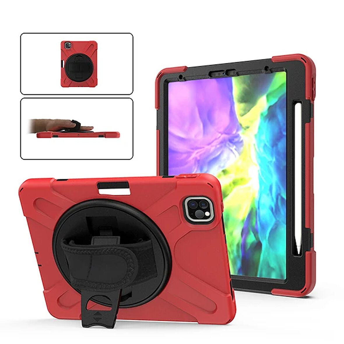 iPad Pro11 (2021-2020-2018) Kılıf Shockproof 3 Katmanlı Standlı Zırh Kılıf Ka