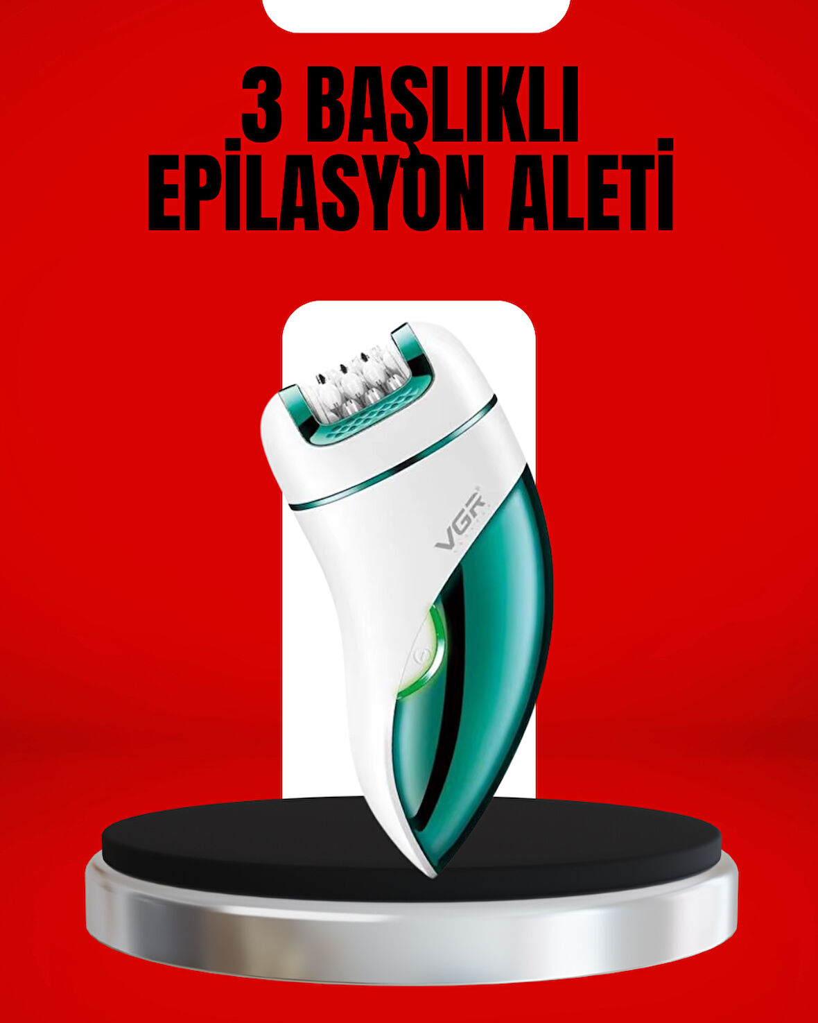 3'ü 1 Arada Epilatör Su Geçirmez Metal Başlıklı LED Işıklı 90 Dakika Şarjl