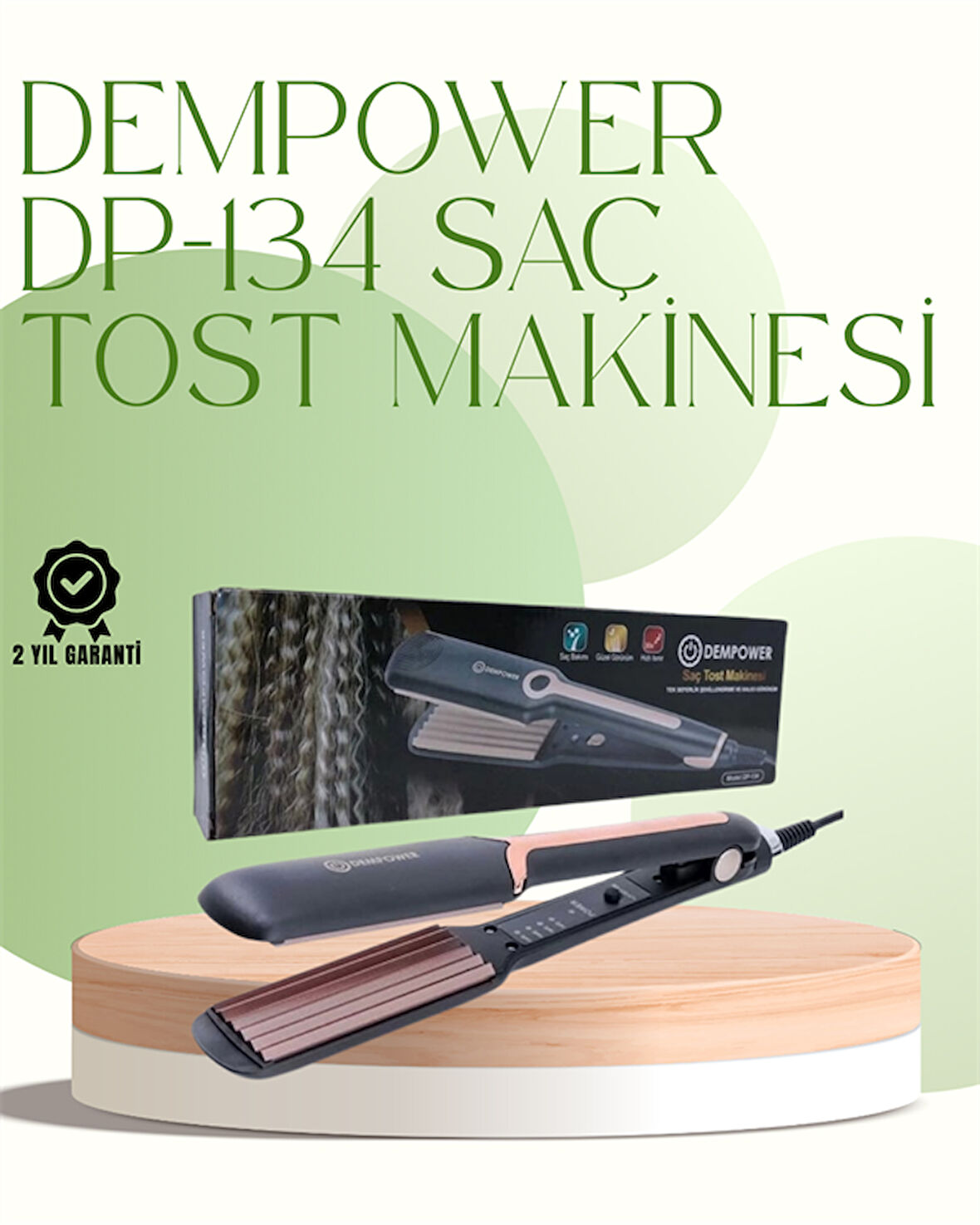 DP-134 Saç Tost Makinesi 220°C Isı Ayarlı 360° Dönebilen Kablo