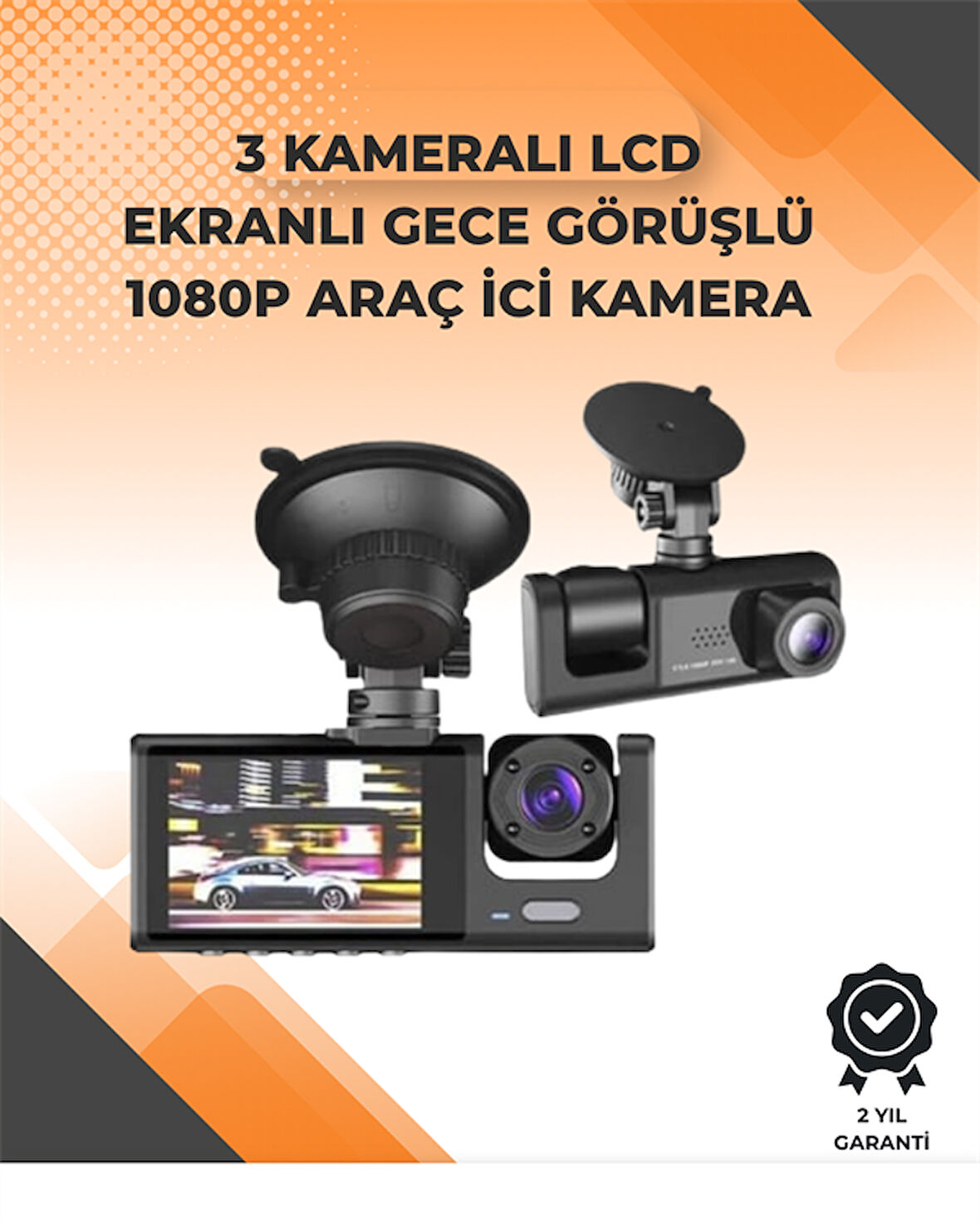 3 Kameralı Dashcam Sistem – Geri Görüş Yardımı Park Koruması ve G-Sensör