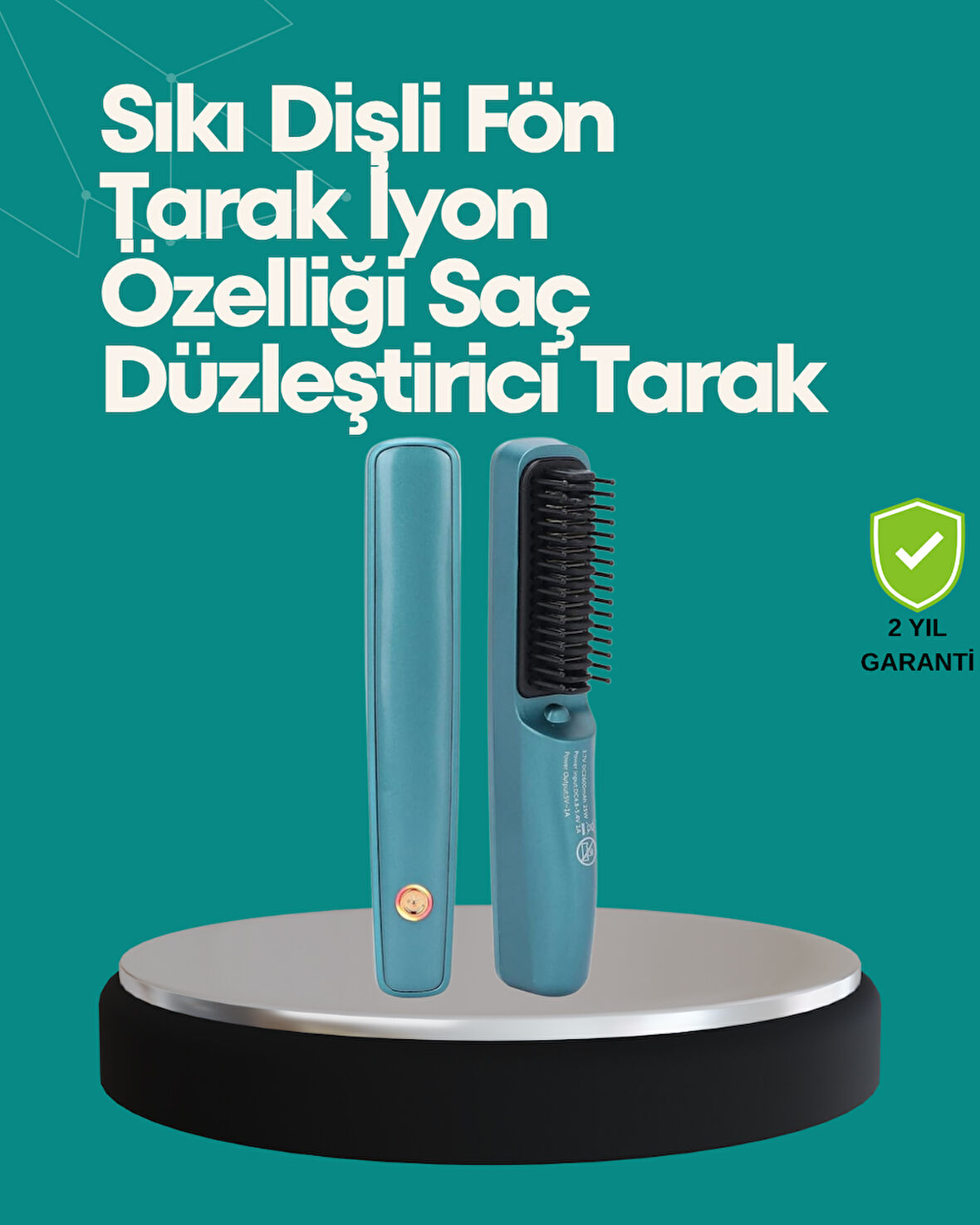 Kablosuz Saç Düzleştirici Tarak – 2600 mAh Şarjlı Model
