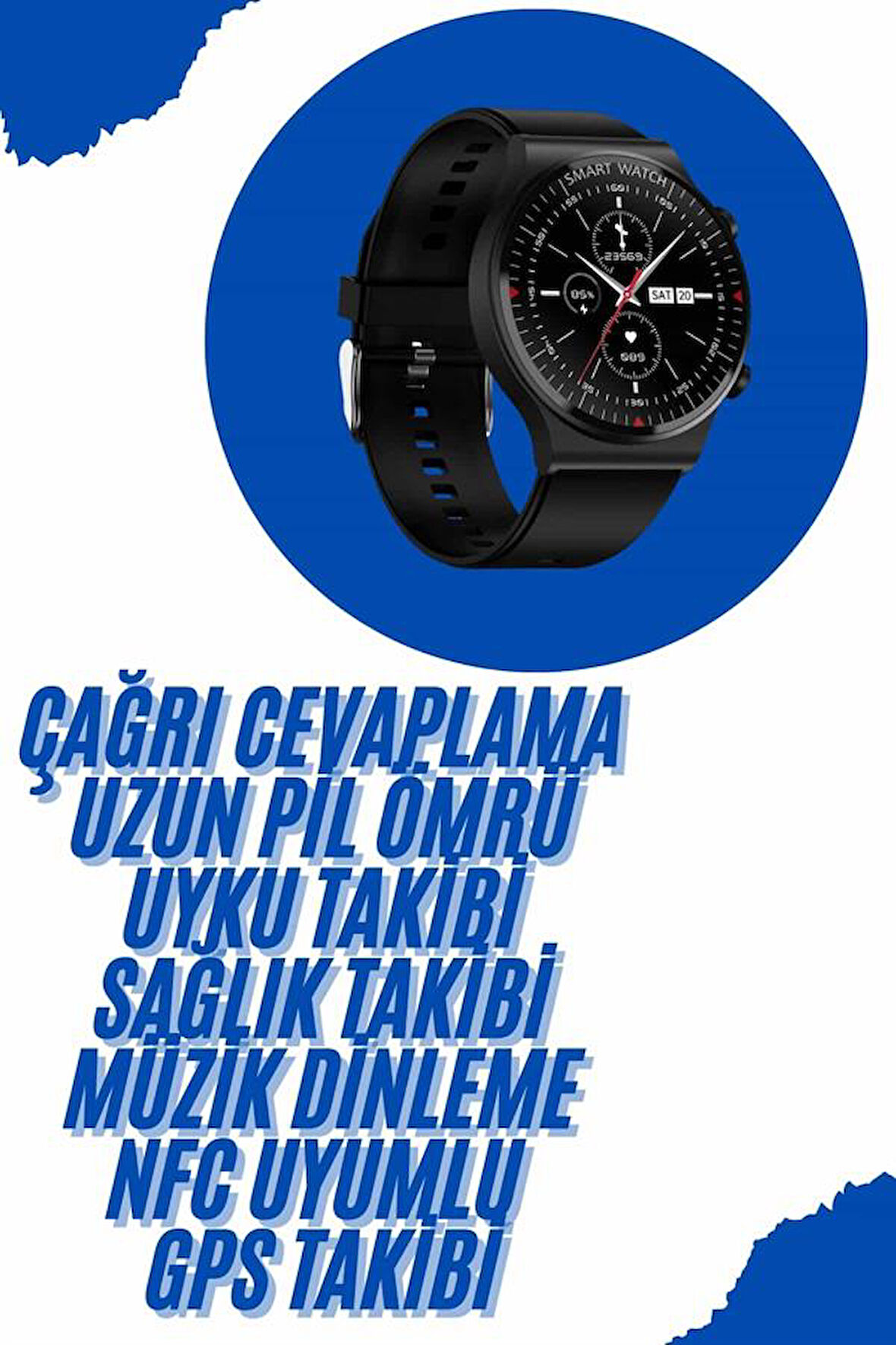 Akıllı Saat Yeni Nesil Üç Kordonlu Nabız Ölçer Çağrı Cevaplama