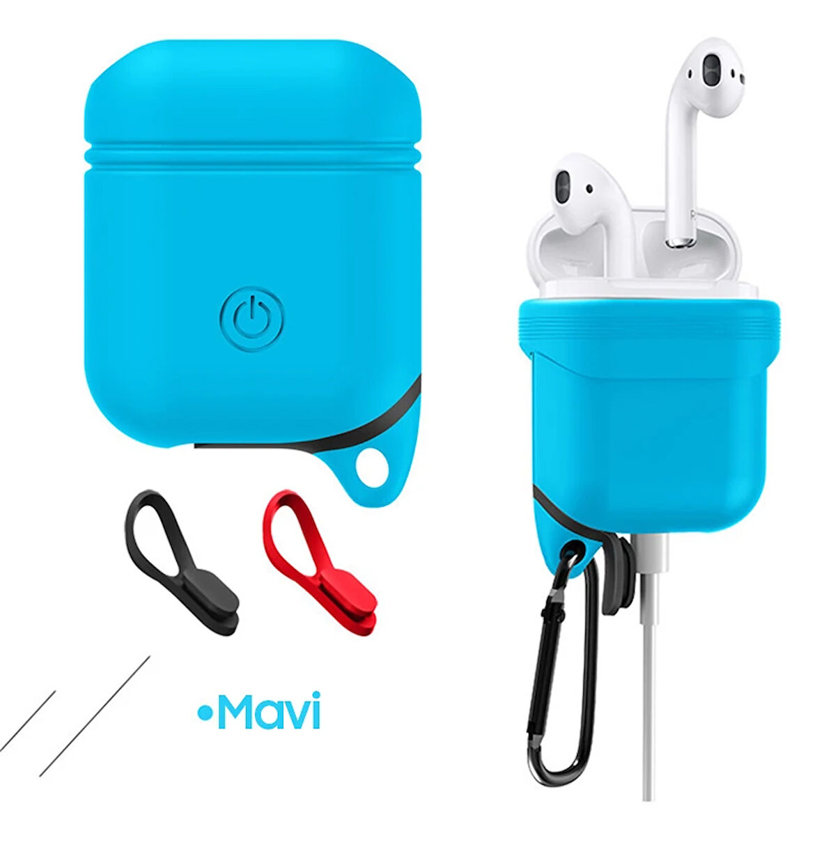 Ally Apple Airpods İçin Premium Silikon Kılıf Anahtarlıklı-(5775)