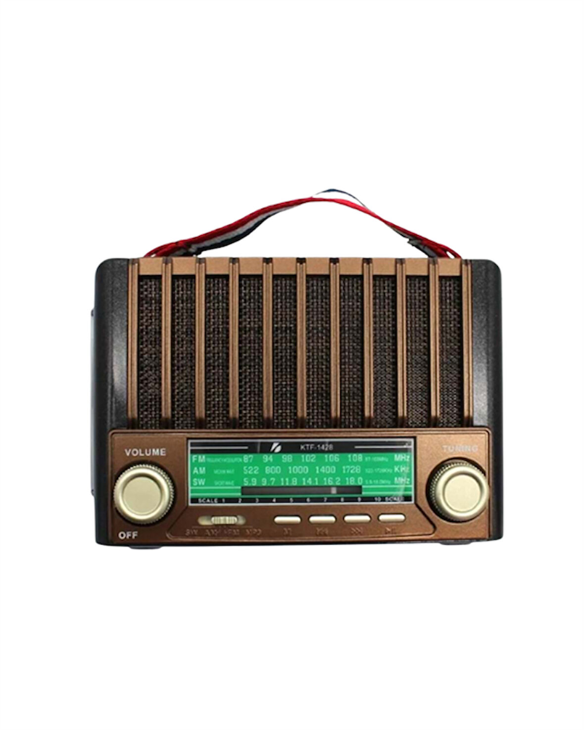KTF-1428 Güneş Paneli Şarjlı Nostaljik Bluetooth Hoparlör – FM/AM/SW Radyo US