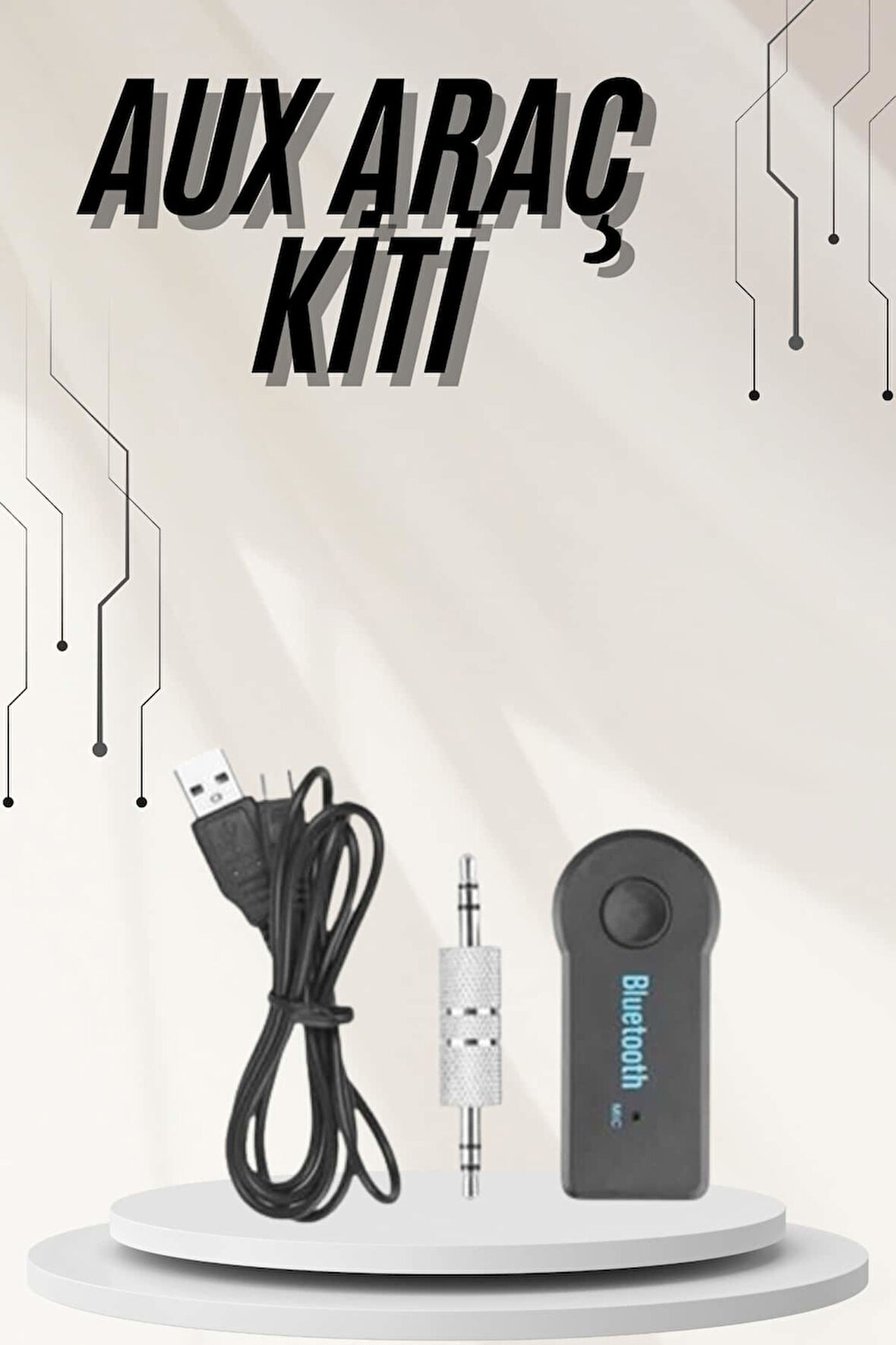 Yeni Nesil Bluetooth Aux Araç Kiti Siyah TV Tablet Telefon Araç Araba