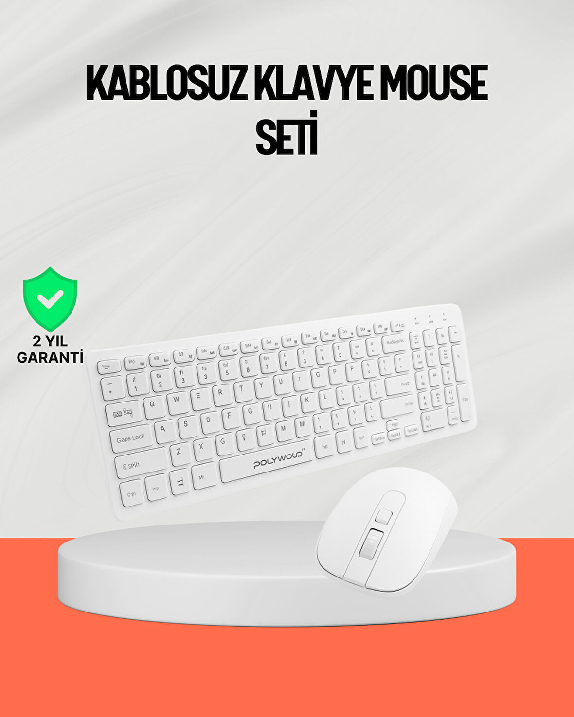 Beyaz Kablosuz Klavye Fare Seti Kablosuz Fare USB Alıcı PC Uyumlu
