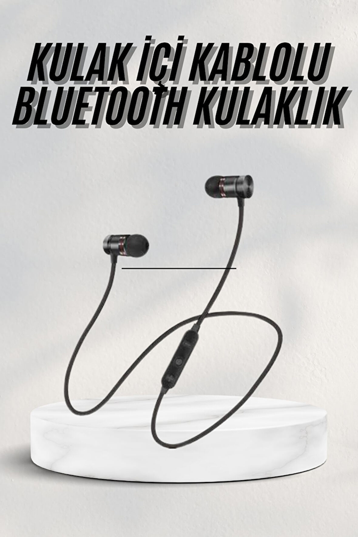 Sports Mıknatıslı Siyah Bluetooth Kulaklık Kablolu Uzun Pil Ömrü