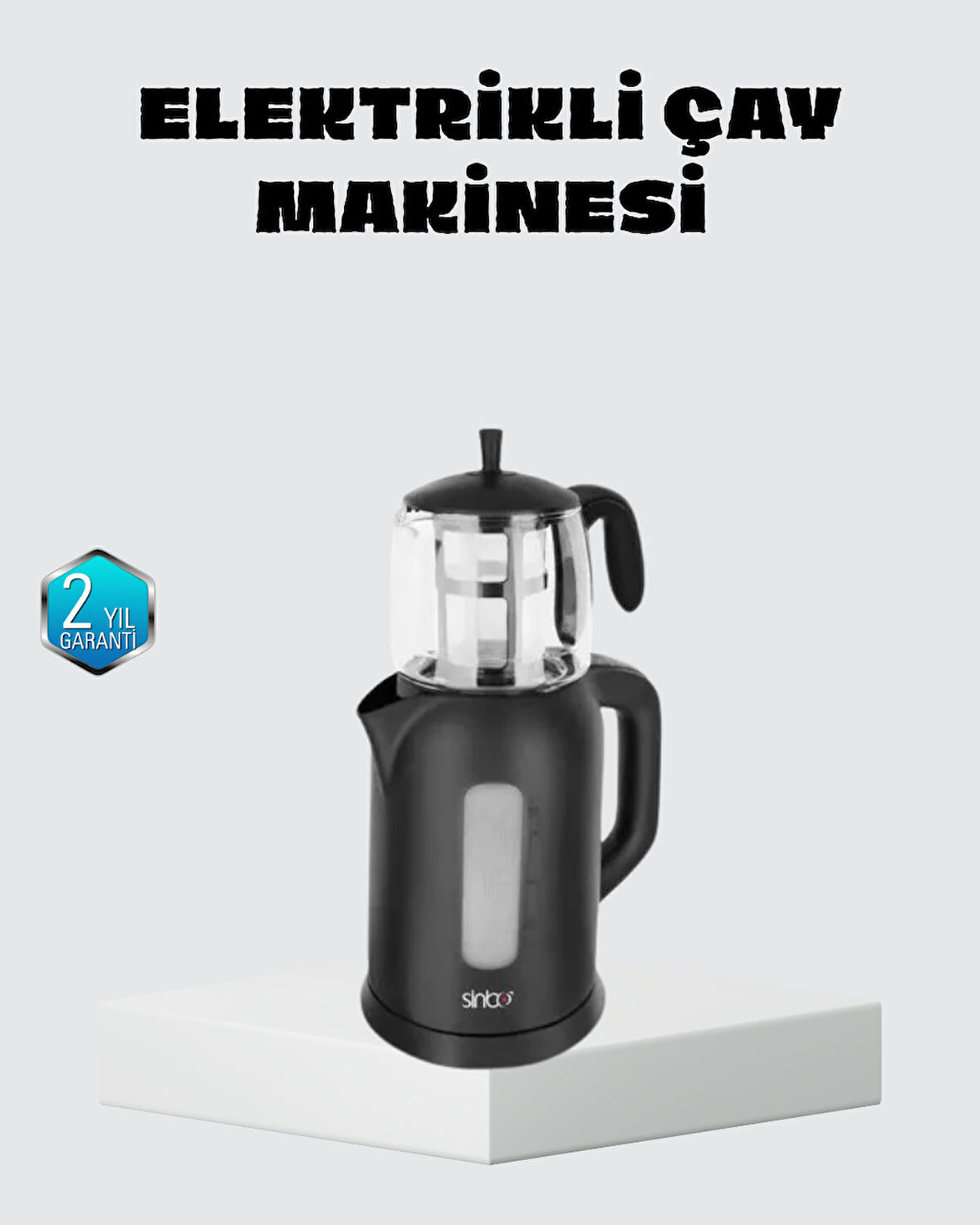 Sinbo Elektrikli Çay Makinesi 1.7 L Su Isıtıcı ve Cam Demlikli Güvenli Kullanı