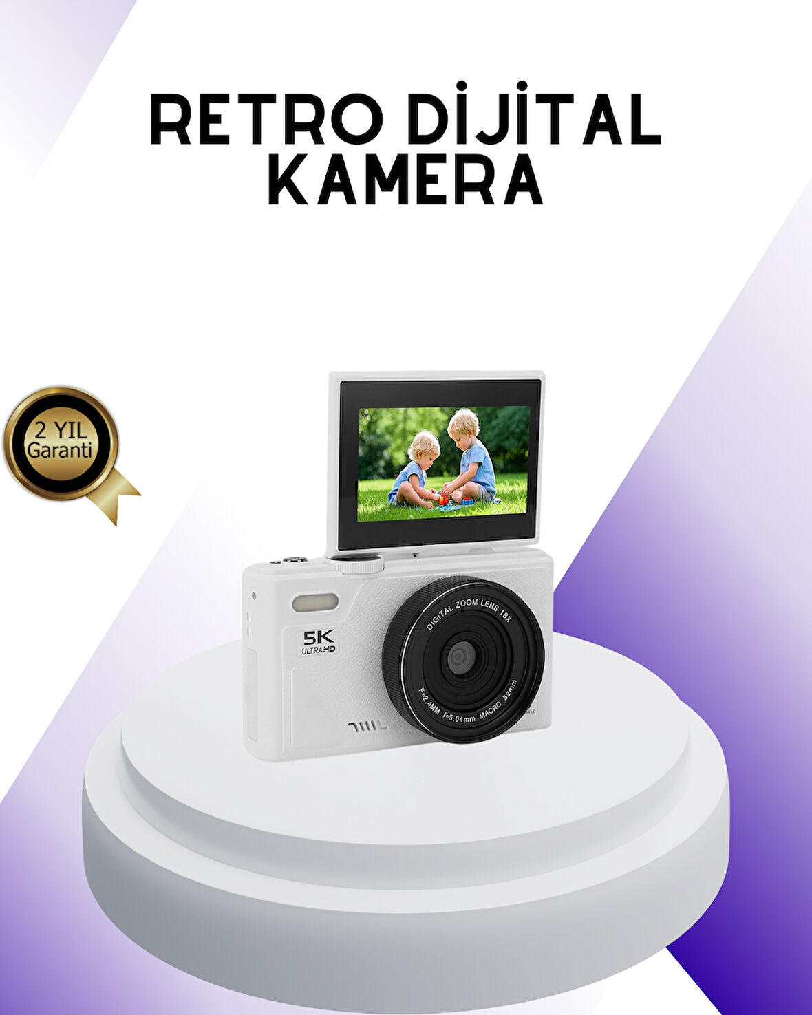 5K UHD Dijital Kamera WiFi Bağlantılı Otofokus 18x Zoom Taşınabilir