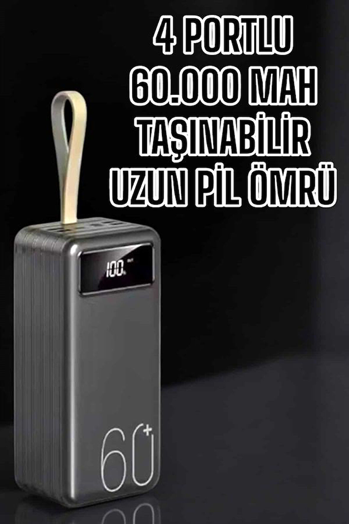 Powerbank 60.000 Mah Hızlı Şarj 4 Çıkışlı Uzun Şarj Süreli Dijital Göster