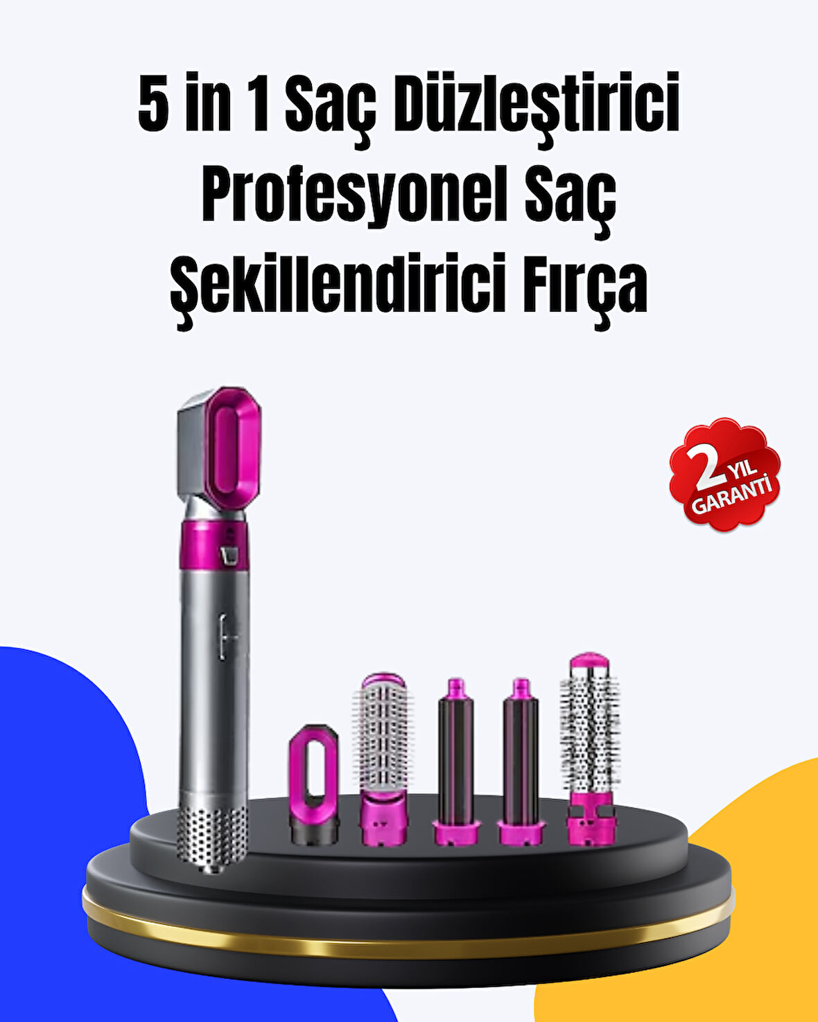 5 Parça Saç Şekillendirme Seti Düzleştirme Dalga ve Bukle Yapma