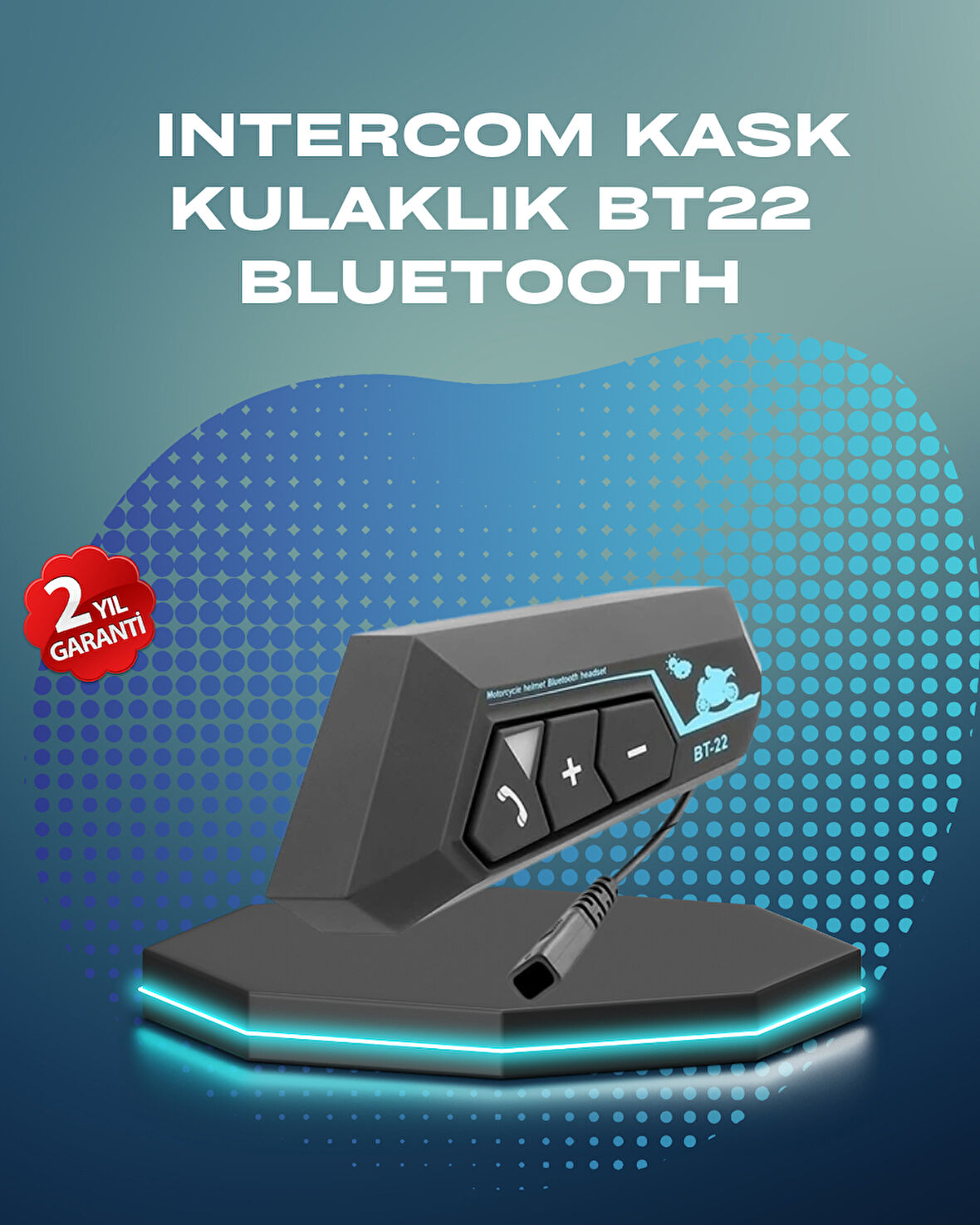 BT22 Kask Bluetooth Kulaklık Su Geçirmez Motosiklet İletişim Sistemi