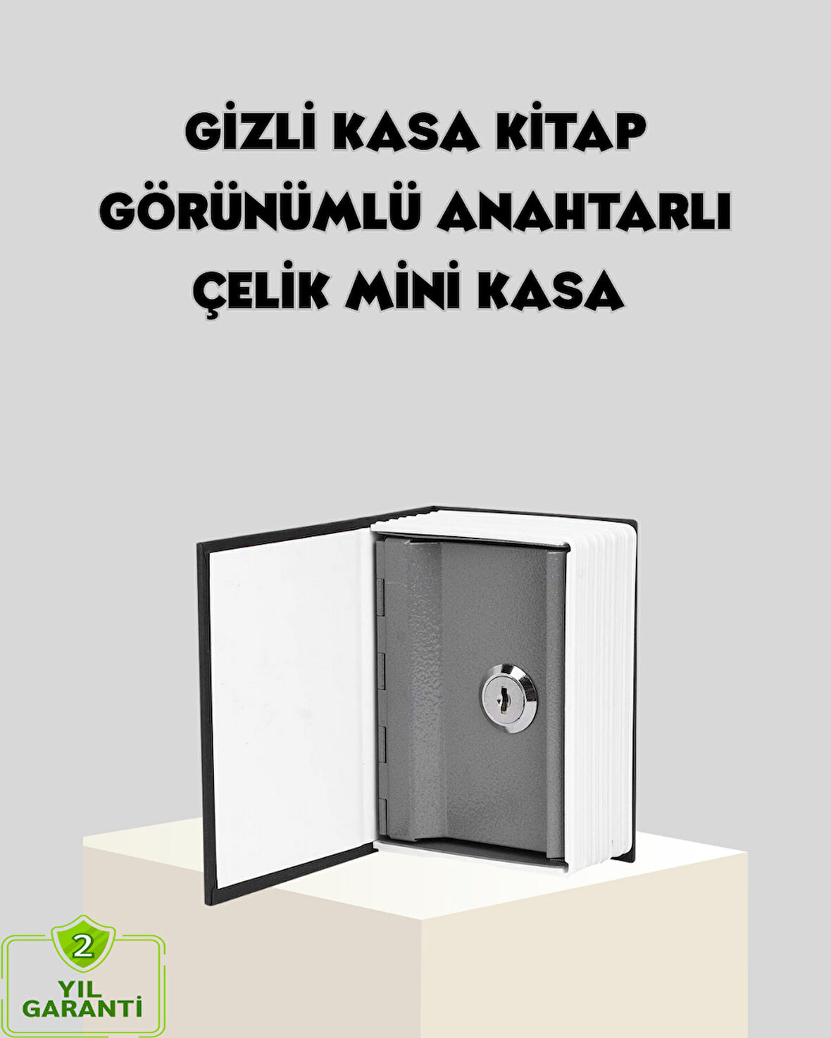 Sözlük Görünümlü Gizli Kitap Kasa – Anahtarlı Metal İç Kasa Kompakt Boyut