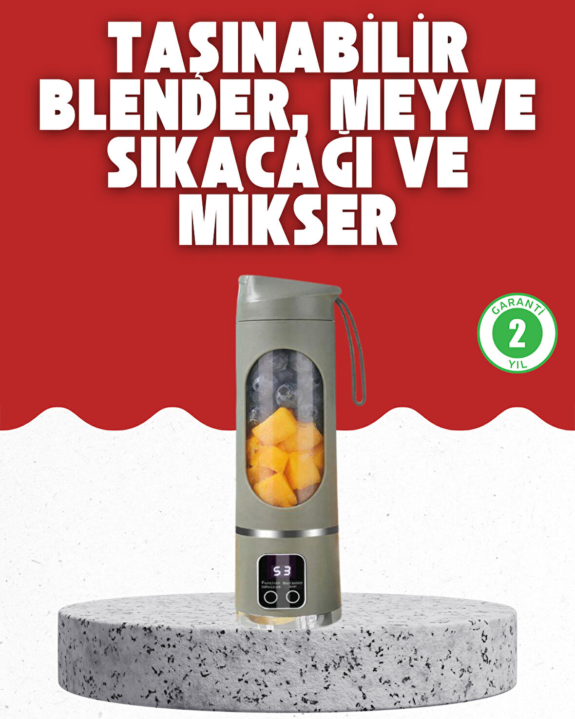 Tip-C Şarjlı 12 Bıçaklı Blender – Taşınabilir Şarjlı Meyve Sıkacağı