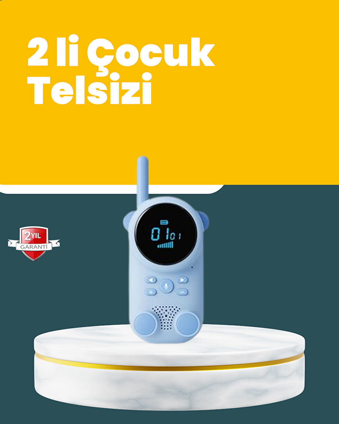 LCD Ekranlı Çocuk Telsizi – İki Yönlü Ses 1-3 km Çekim Mesafesi