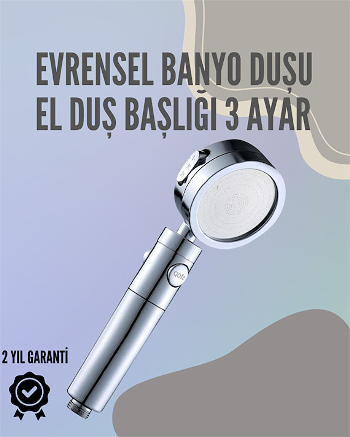 Paslanmaz Çelik Çok Fonksiyonlu El Duş Başlığı – 3 Modlu Püskürtme Seçen