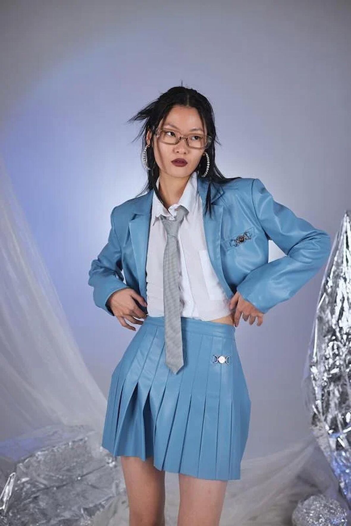 Markano College Deri Ceket Mavi