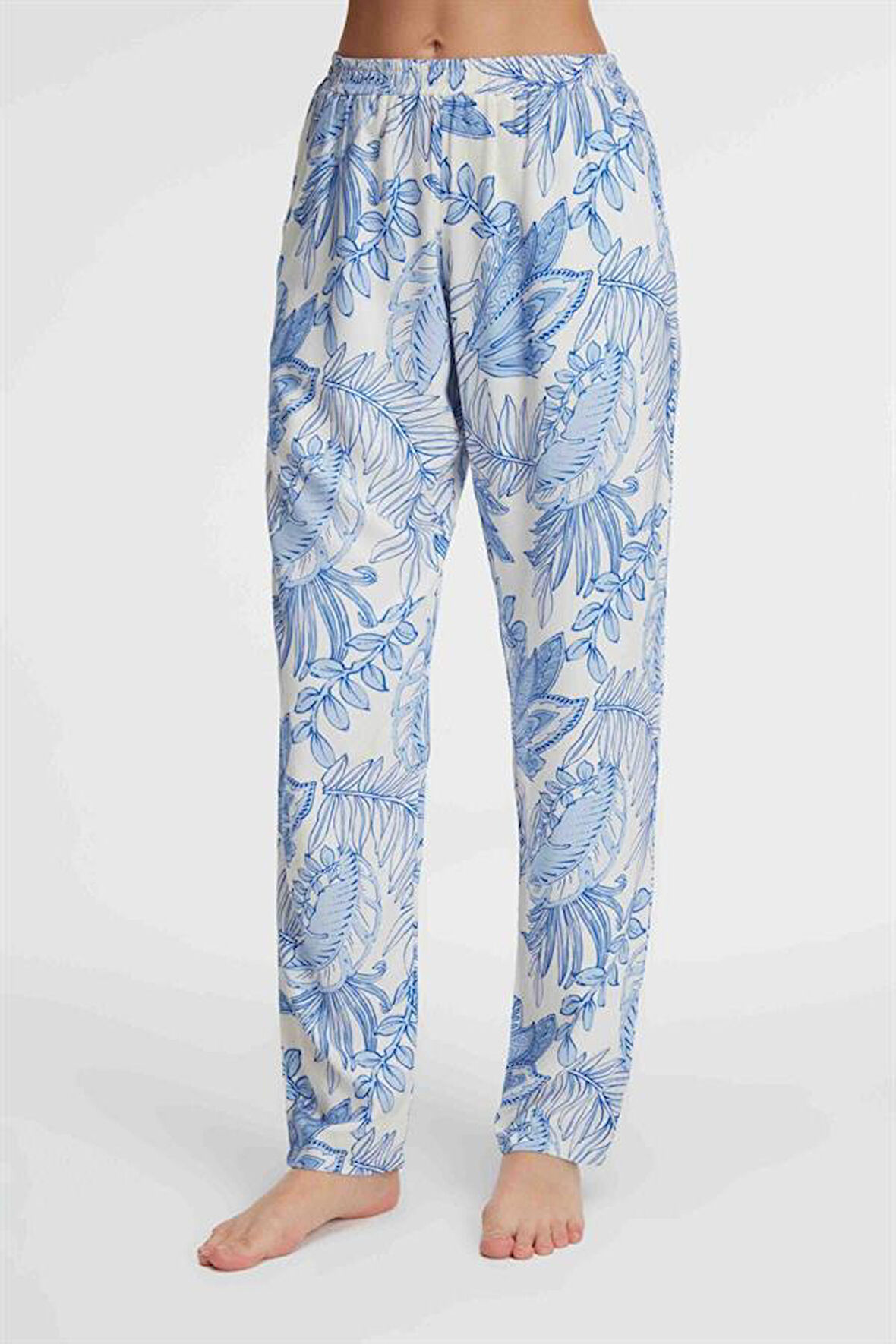 Markano  Günlük Ev Giyimi Viskon Çiçek Desenli Yazlık örme Normal Bel Pijama Altı