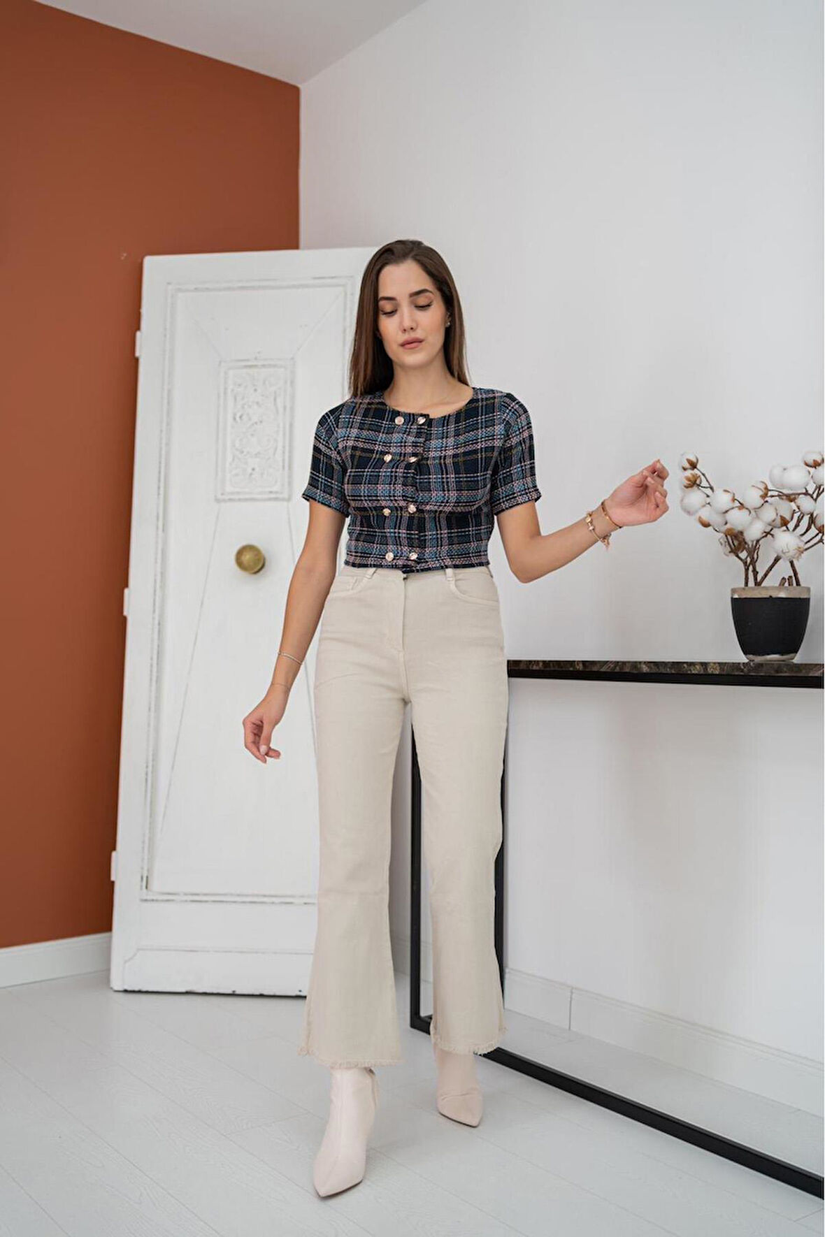 Markano Çizgili ve Düğmeli Bluz