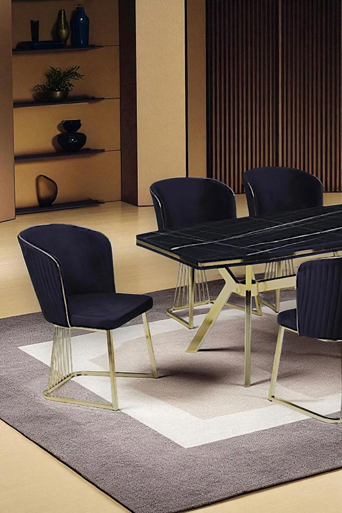 Miralay Metal Taslı Masa Ayağı - Gold